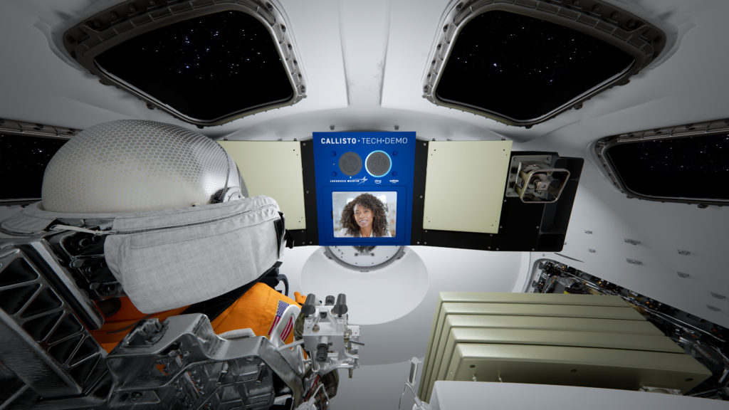 NASA astronaut using Callisto technology payload system inside the NASA Orion Spacecraft for Artemis 1 mission